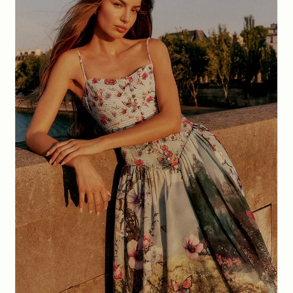 The Muse Basque-Waist Midi Dress